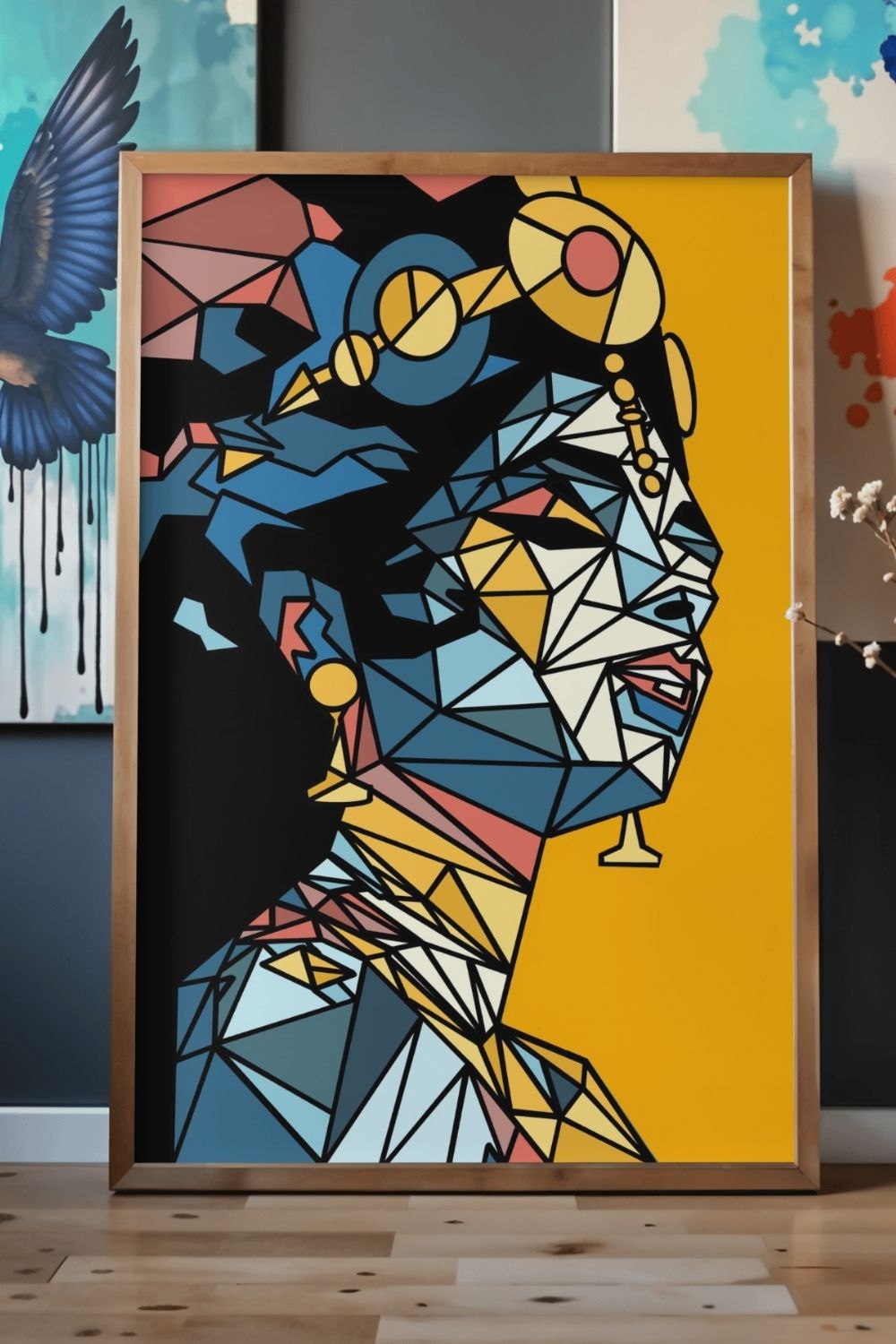 Geometric Lord Krishna Portrait Series 2 Debut Original Indian Divine Art Print | Instant Digital Download - Sparks & Noises