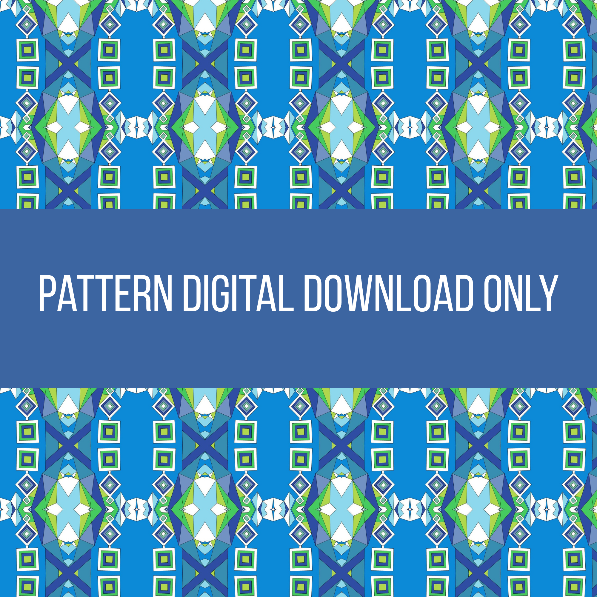 Geometric Green Blue Seamless Pattern | Series 1 No. 3 | Digital Surface Design Download
