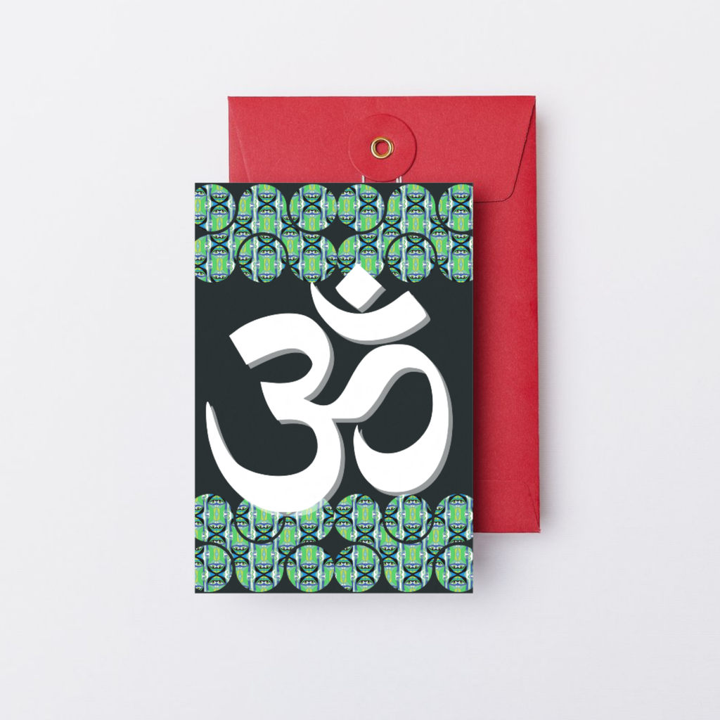Om Symbol Dancer Eye Art Print No.4 White Om on Black Printable Wall Art Sacred Words Series - Sparks & Noises