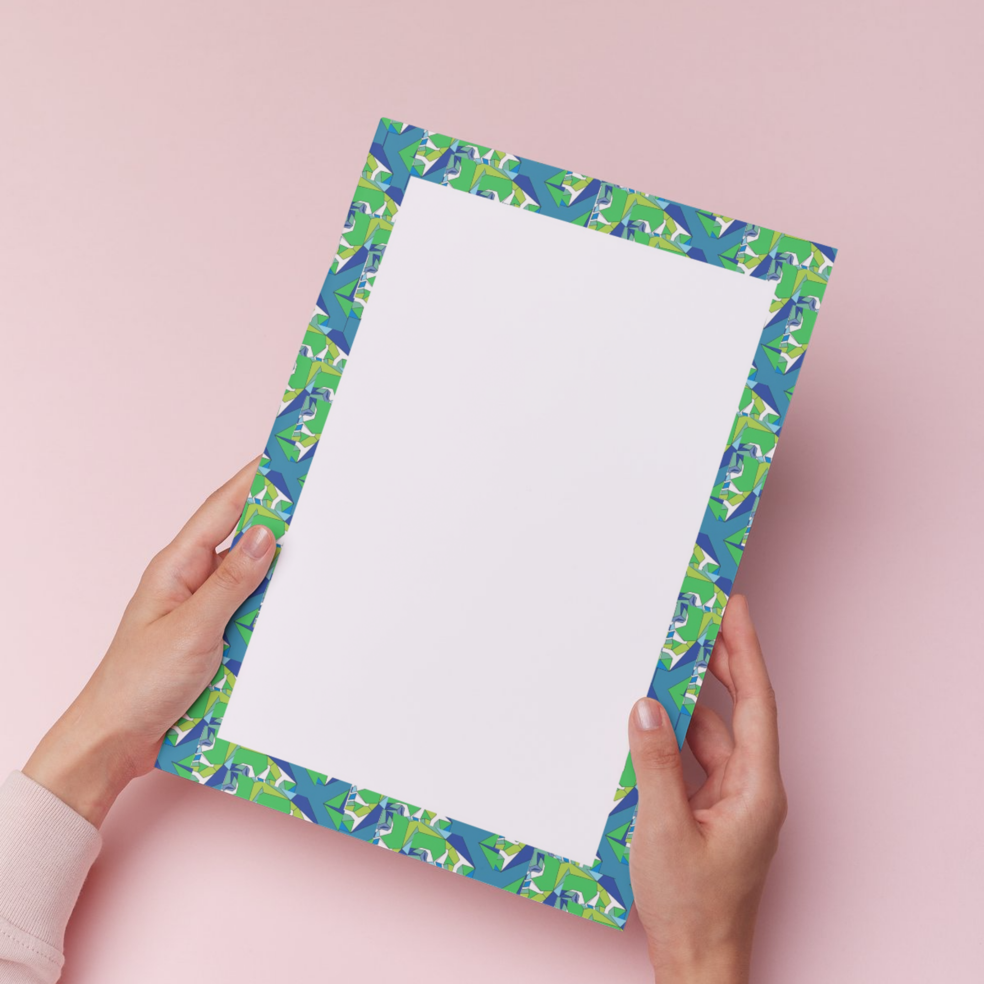 Emerald Green & Teal Geometric Journal Page | Printable Border Frame | Digital Download - Sparks & Noises
