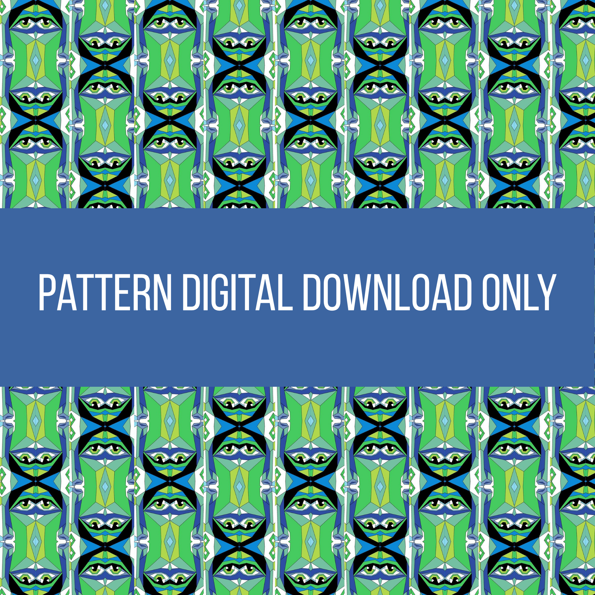 Geometric Blue Green Seamless Pattern | Series 1 No. 4 | Digital Surface Design Download