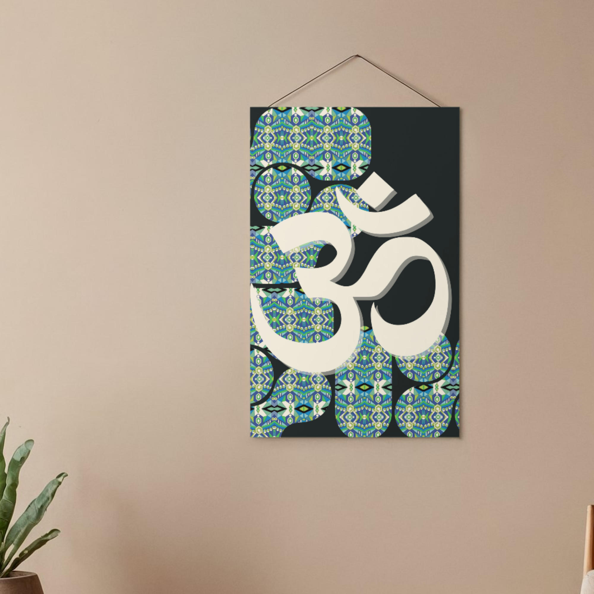 Om Symbol Crown Gem Art Print No.5 The Final Sacred Words | White Om on Black | Instant Digital Download | Sacred Words Series