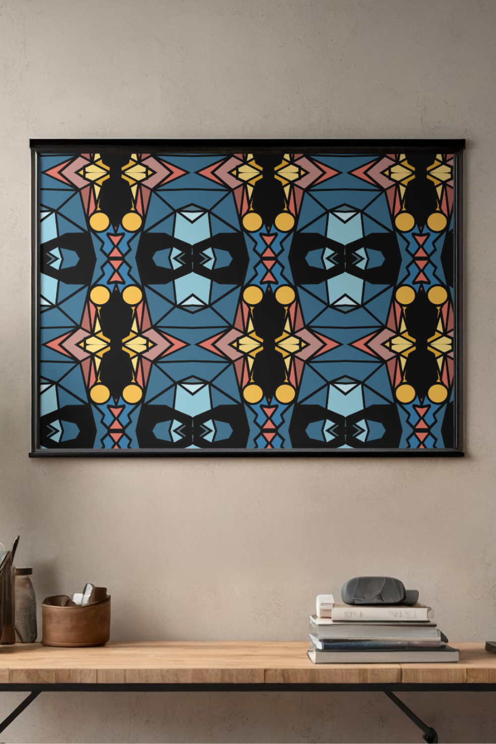 Geometric Teal Blue Seamless Pattern | Series 2 No. 4 | Stained Glass Digital Surface Design Download Sparks & Noises
