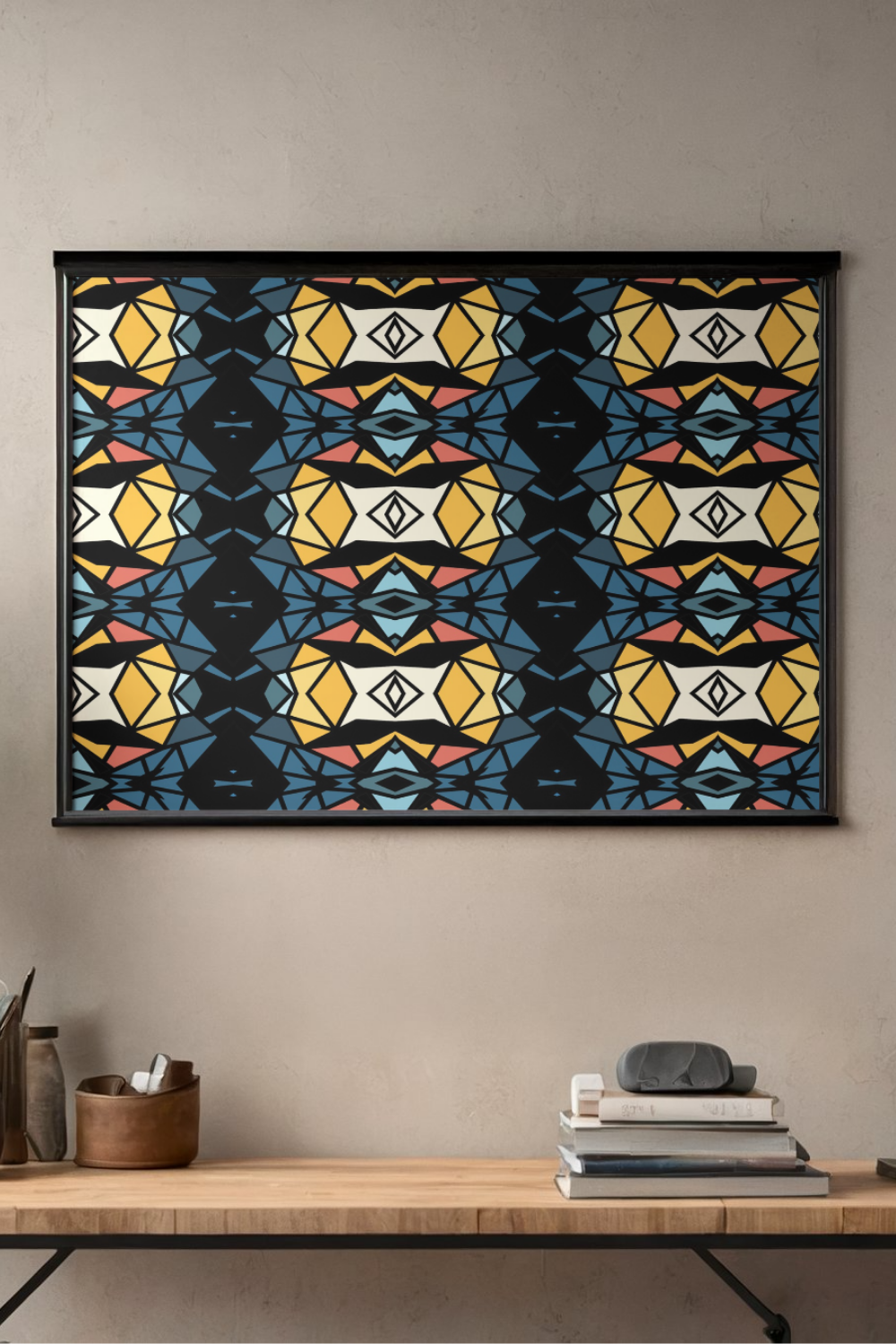 Geometric Indian Divine Seamless Pattern No.1 Series 2 | Krishna-Inspired Gold & Black Design |