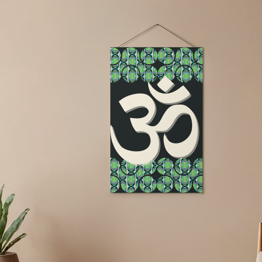 Om Symbol Dancer Eye Art Print No.4 White Om on Black Printable Wall Art Sacred Words Series - Sparks & Noises