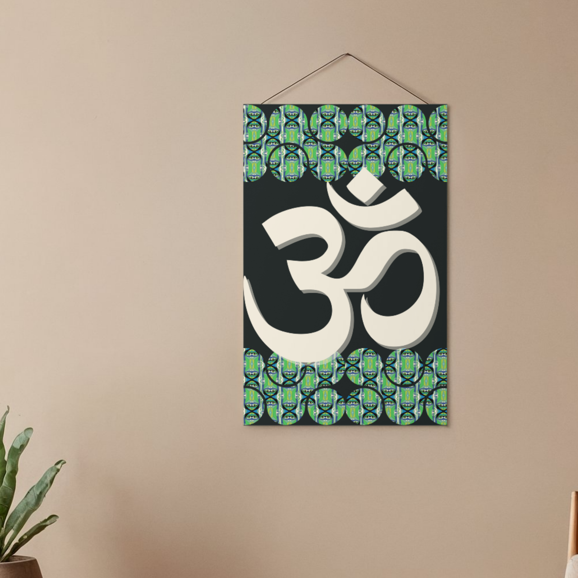 Om Symbol Dancer Eye Art Print No.4 White Om on Black Printable Wall Art Sacred Words Series - Sparks & Noises