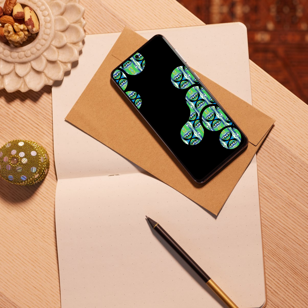 Geometric Eye Phone Wallpaper No. 2 | Series 1 Black Green Boho Digital Download - Sparks & Noises