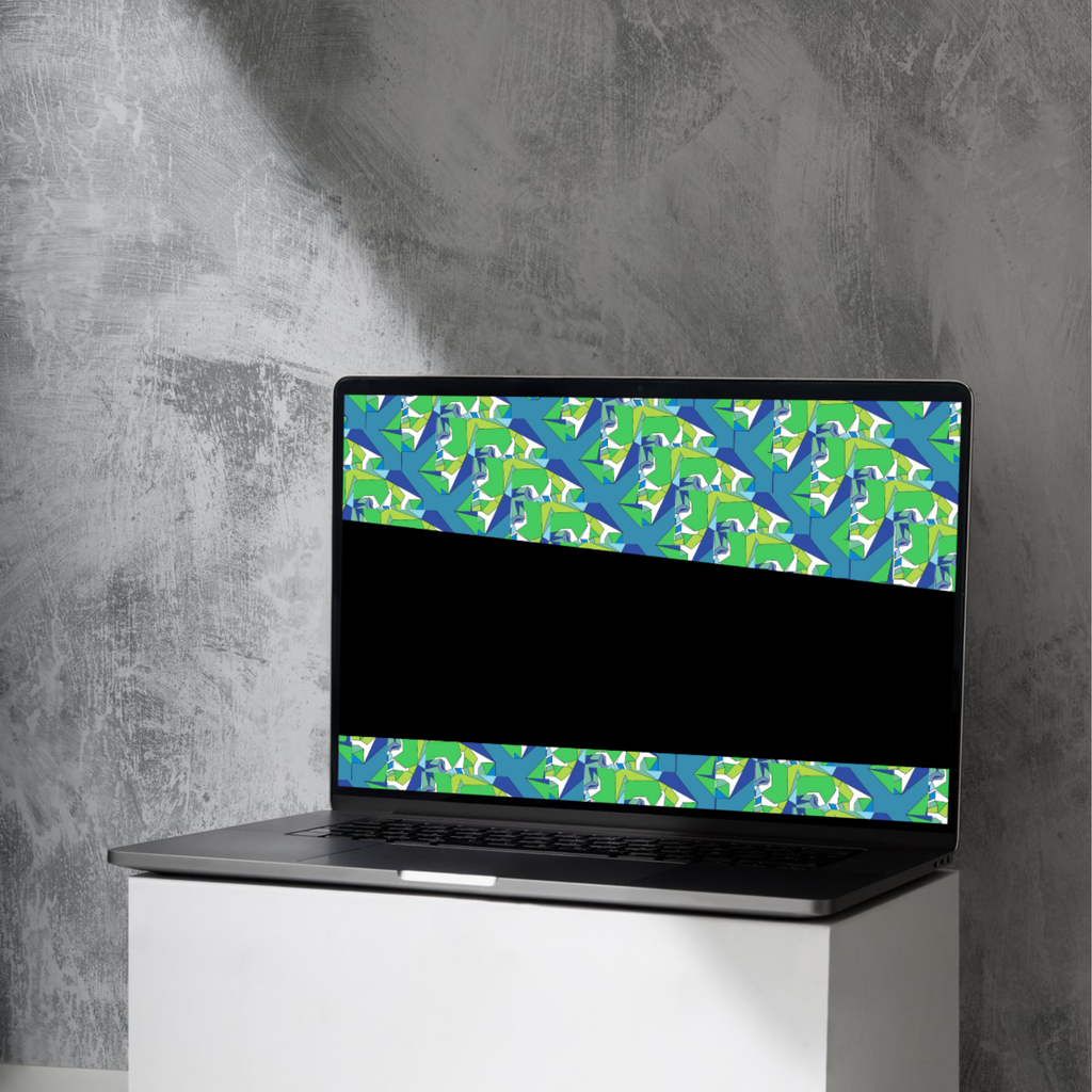 Geometric Desktop Wallpaper | Green Blue Abstract HD Background | Digital Download - Sparks & Noises