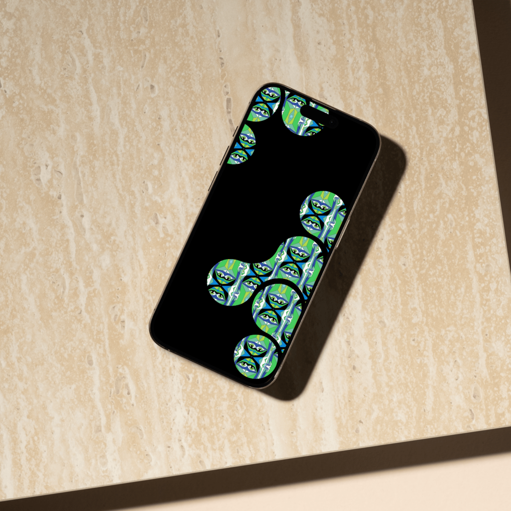 Geometric Eye Phone Wallpaper No. 2 | Series 1 Black Green Boho Digital Download - Sparks & Noises