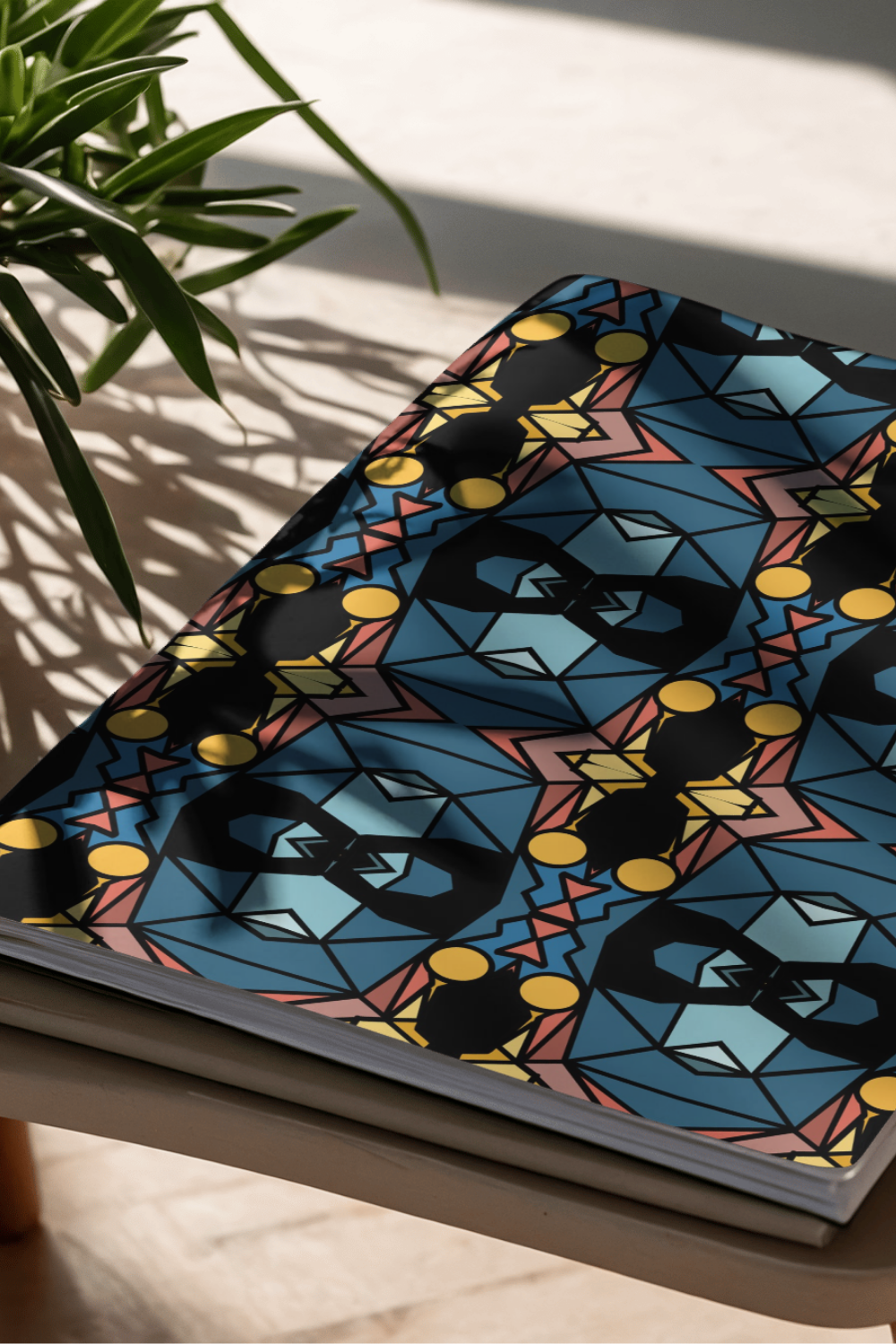 Geometric Teal Blue Seamless Pattern | Series 2 No. 4 | Stained Glass Digital Surface Design Download Sparks & Noises