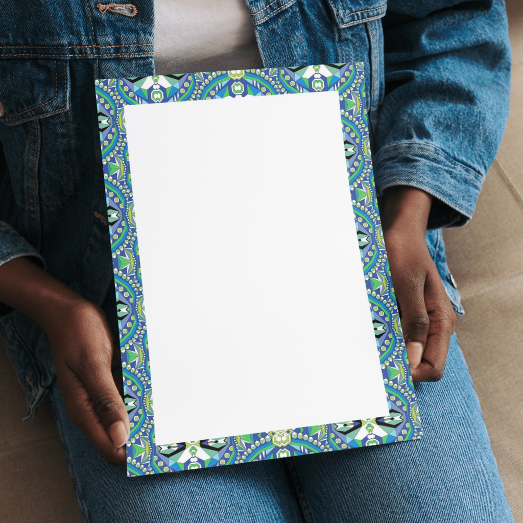 Geometric Indian Mandala Journal Page | Printable Border Frame | Blue Green Digital Download - Sparks & Noises
