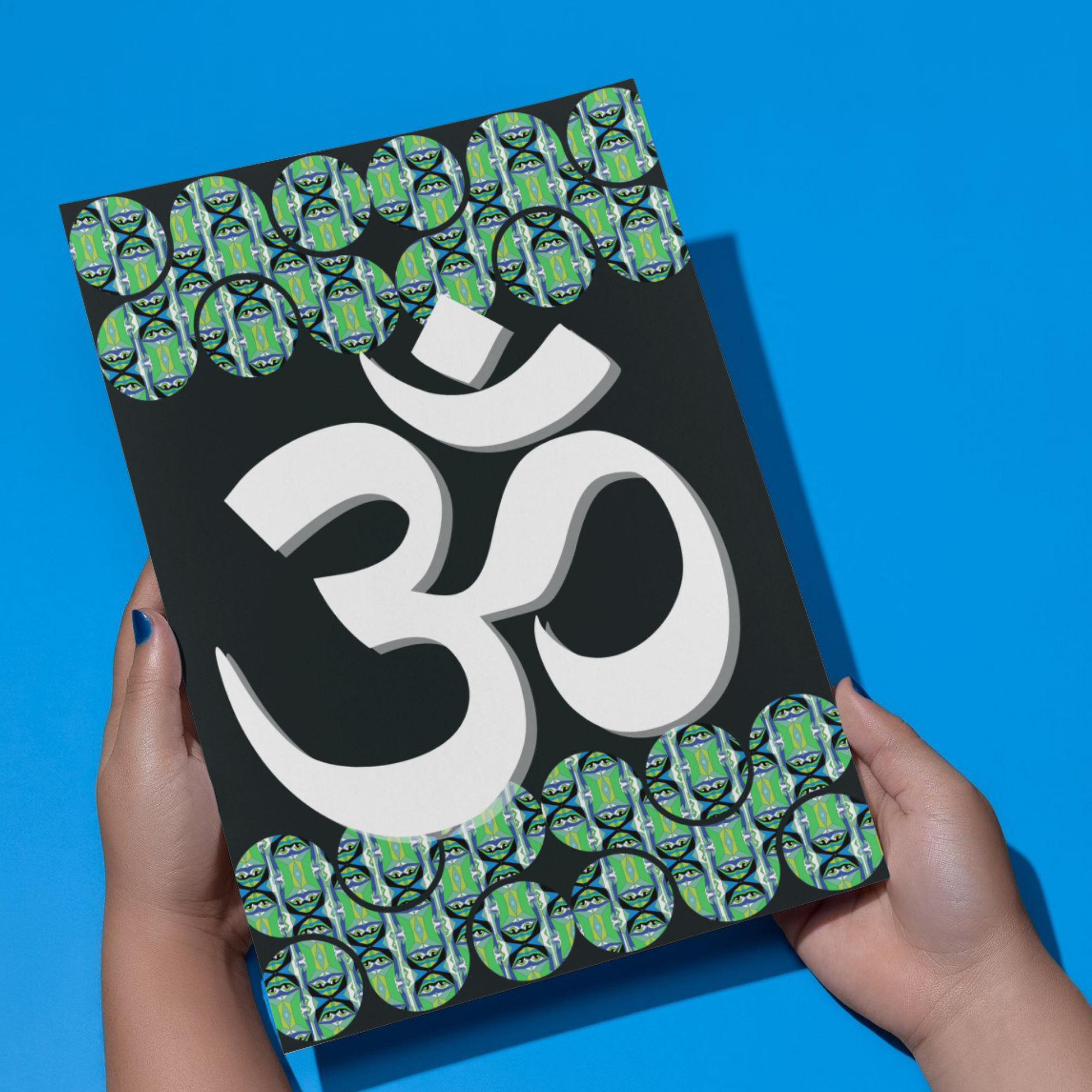 Om Symbol Dancer Eye Art Print No.4 White Om on Black Printable Wall Art Sacred Words Series - Sparks & Noises