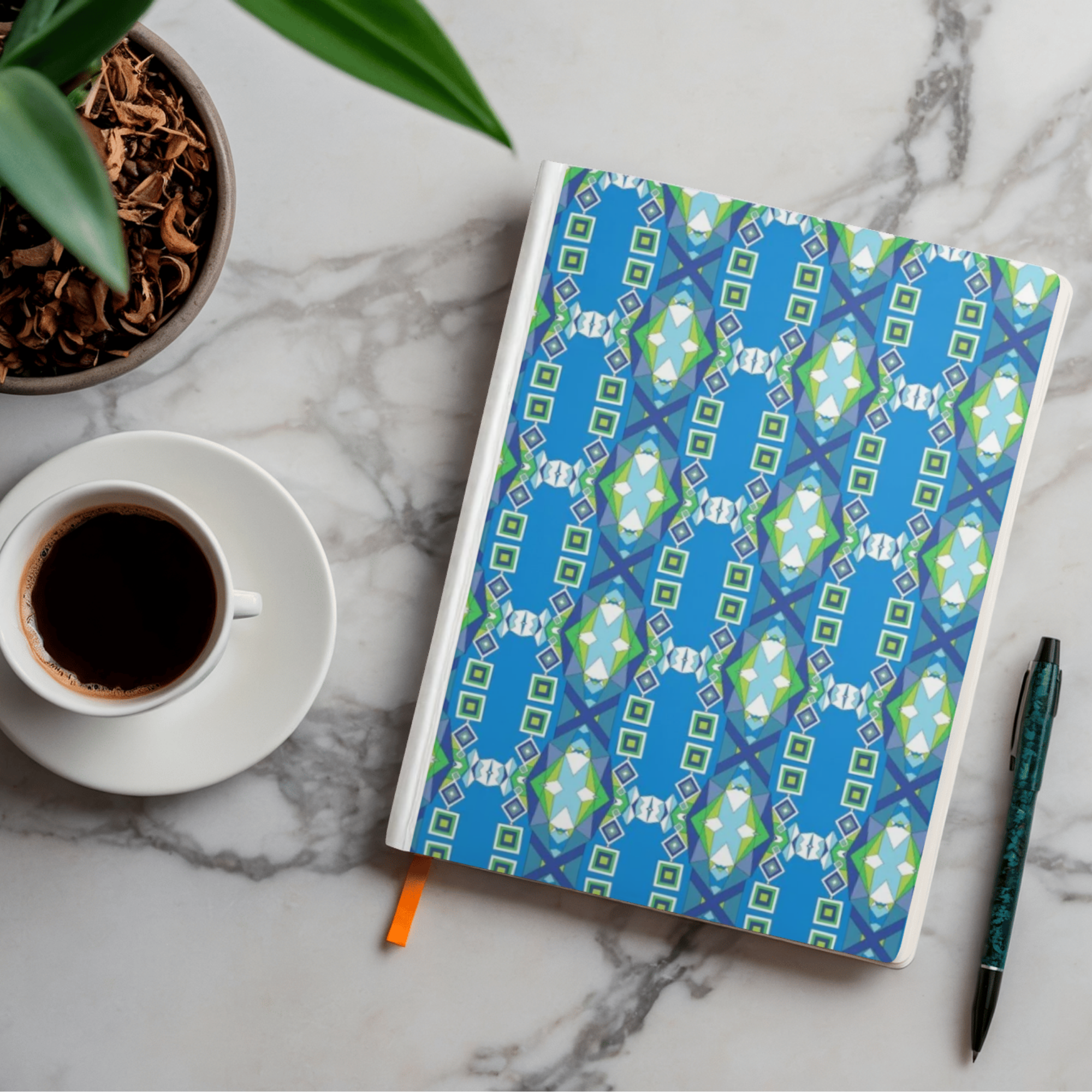 Geometric Green Blue Seamless Pattern | Series 1 No. 3 | Digital Surface Design Download