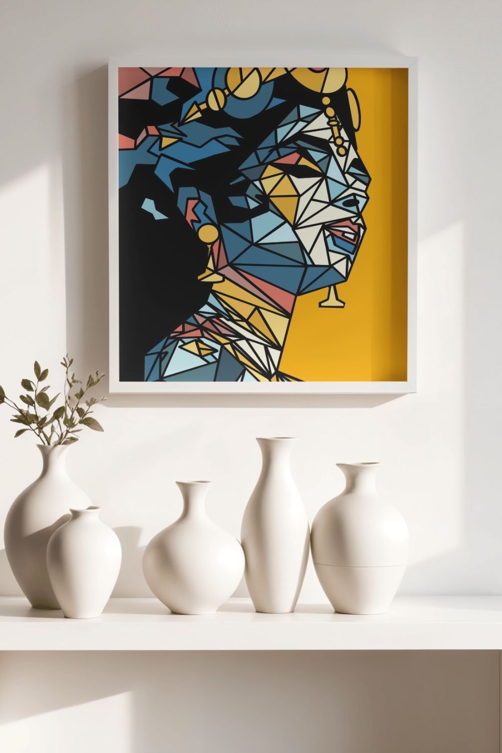 Geometric Lord Krishna Portrait Series 2 Debut Original Indian Divine Art Print | Instant Digital Download - Sparks & Noises