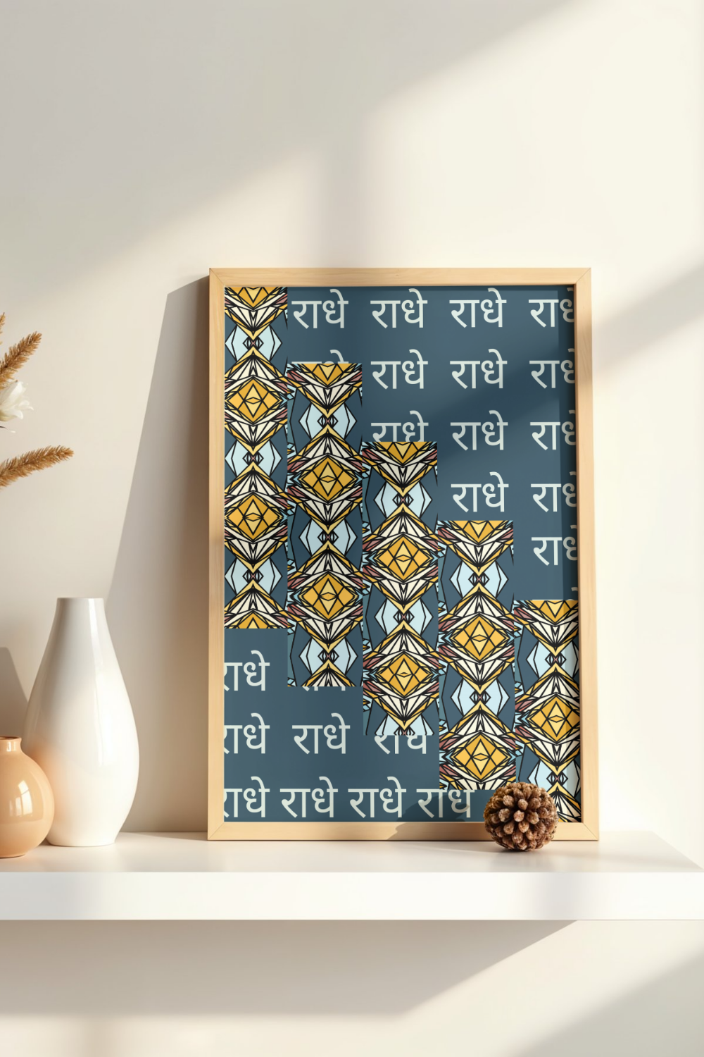 Radhe Radhe Printable Wall Art | Stained Glass Indian Geometric Print | Series 2 Digital Download Sparks & Noises