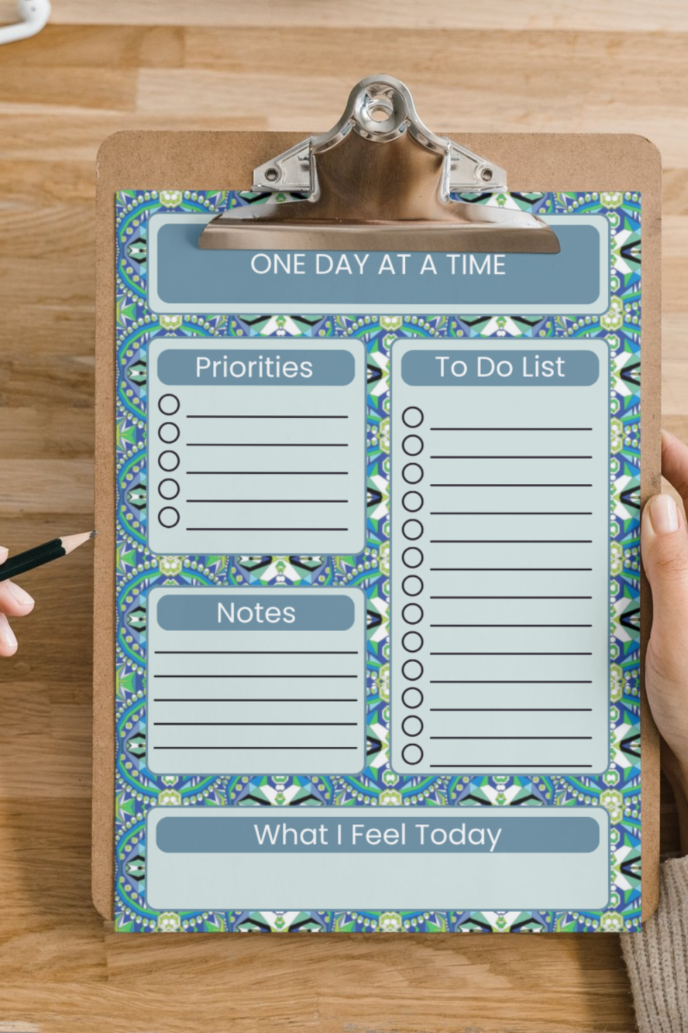 Printable Daily Planner PDF - Indian Geometric To-Do List & Reflection Sheet | Series 01 No. 1 Sparks & Noises