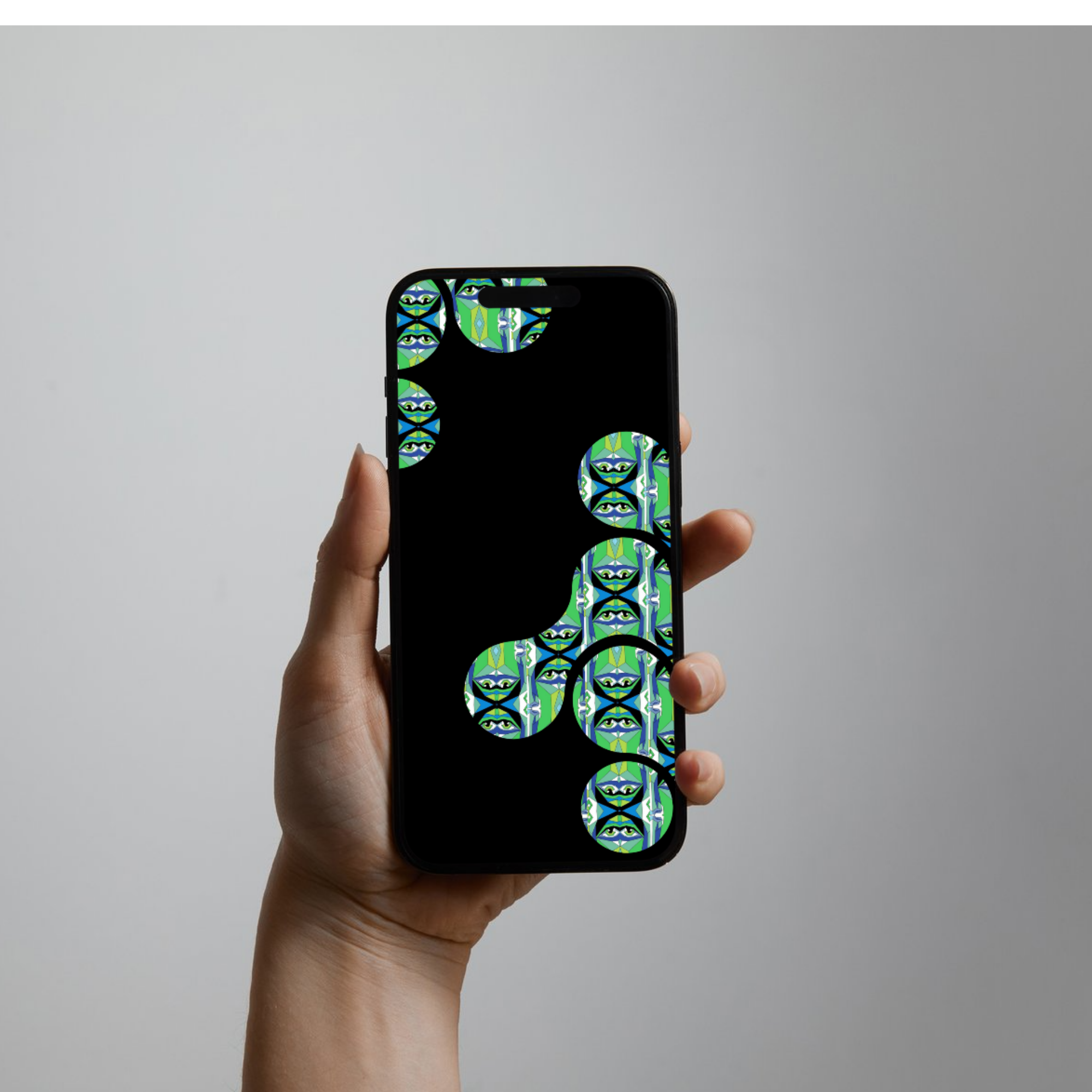 Geometric Eye Phone Wallpaper No. 2 | Series 1 Black Green Boho Digital Download - Sparks & Noises