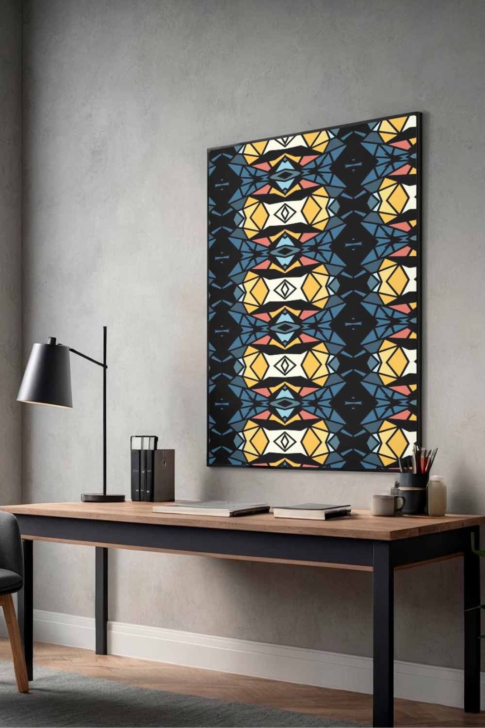 Geometric Indian Divine Seamless Pattern No.1 Series 2 | Krishna-Inspired Gold & Black Design |