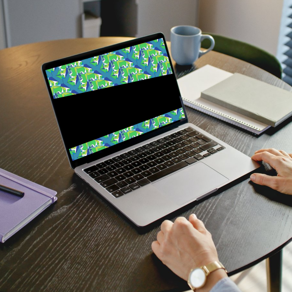 Geometric Desktop Wallpaper | Green Blue Abstract HD Background | Digital Download - Sparks & Noises