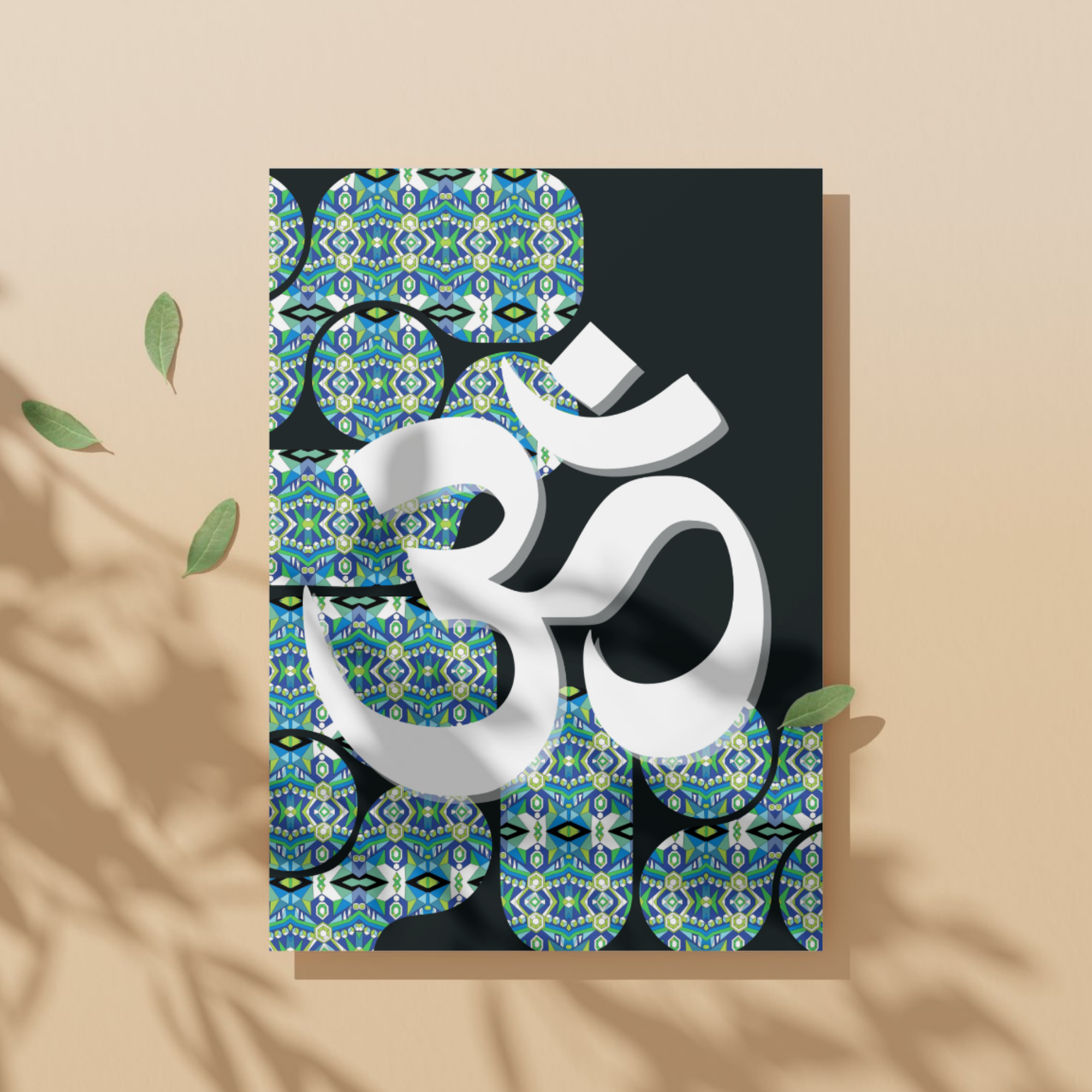 Om Symbol Crown Gem Art Print No.5 The Final Sacred Words | White Om on Black | Instant Digital Download | Sacred Words Series