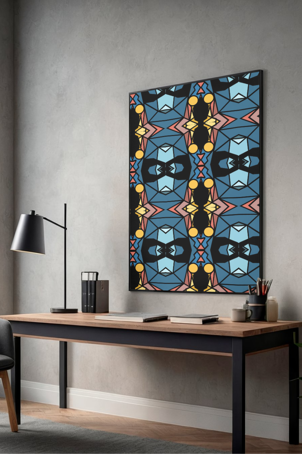 Geometric Teal Blue Seamless Pattern | Series 2 No. 4 | Stained Glass Digital Surface Design Download Sparks & Noises