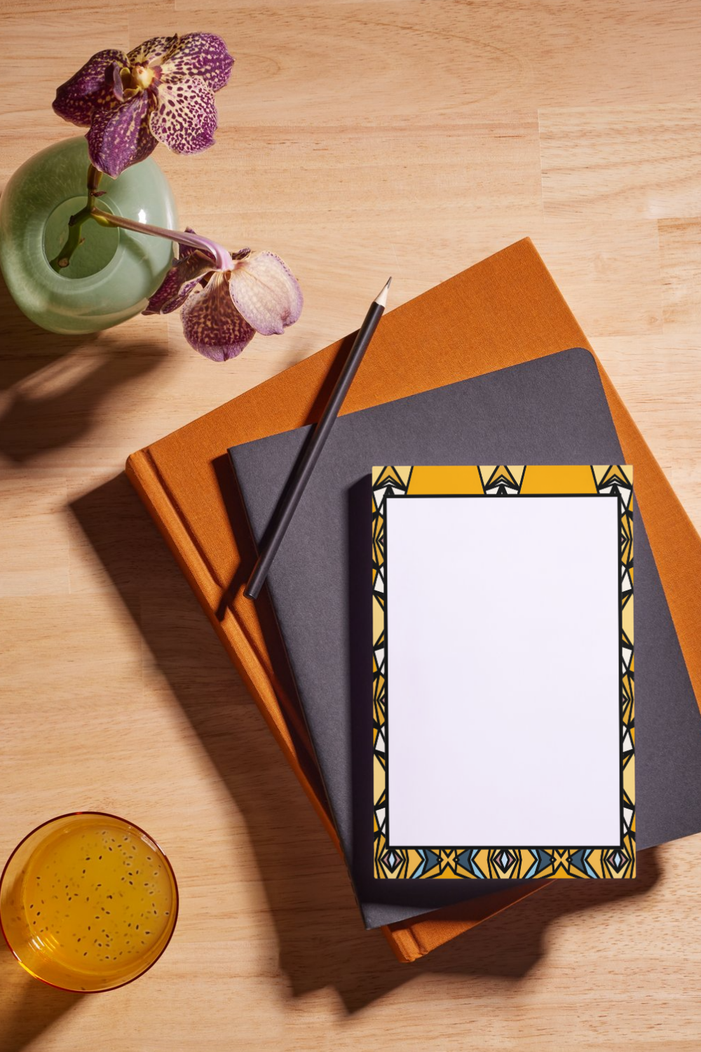 Saffron Gold Indian Geometric Journal Page No.2 Series 2 | Krishna-Inspired Warm Border | Printable Writing Page | Instant Download