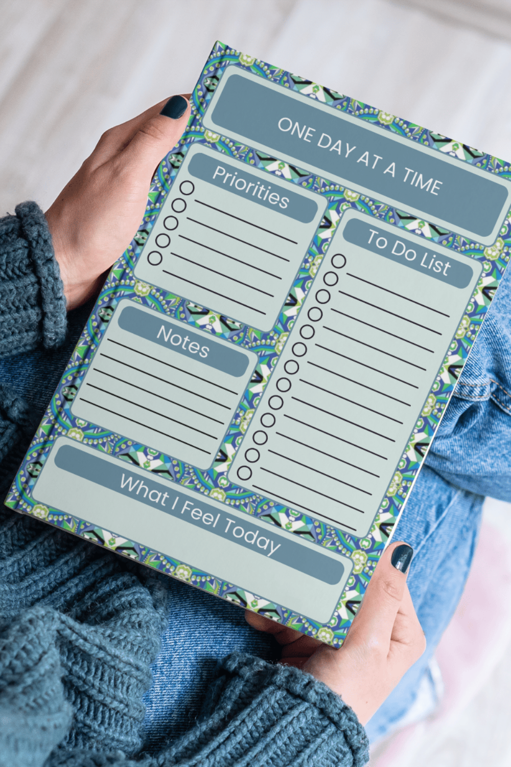 Printable Daily Planner PDF - Indian Geometric To-Do List & Reflection Sheet | Series 01 No. 1 Sparks & Noises