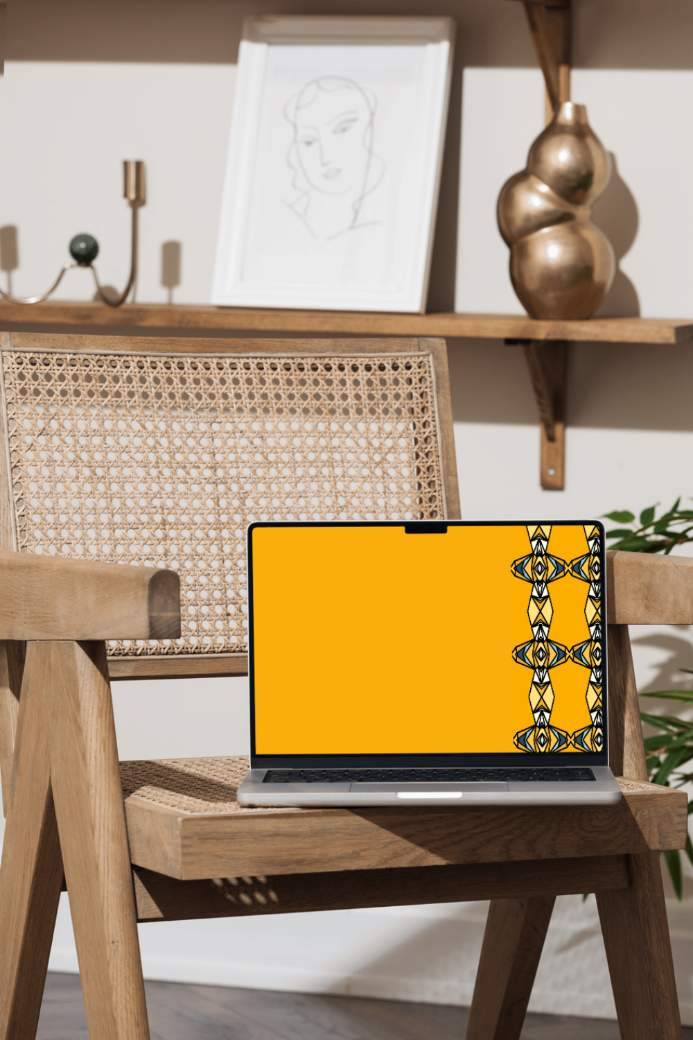Series 2 Desktop Wallpaper No.1 Krishna Geometric Background | Gold Black Indian Art | Instant Digital Download