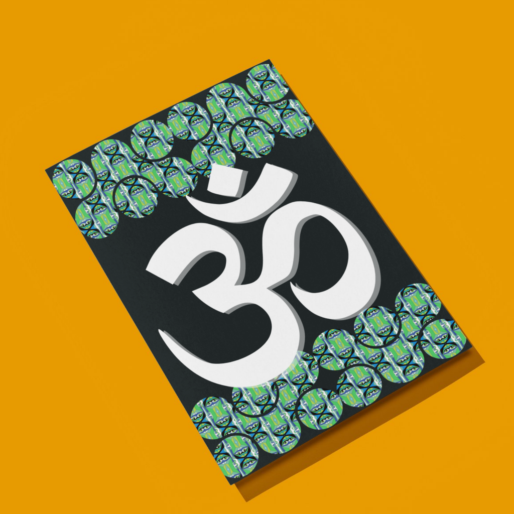 Om Symbol Dancer Eye Art Print No.4 White Om on Black Printable Wall Art Sacred Words Series - Sparks & Noises