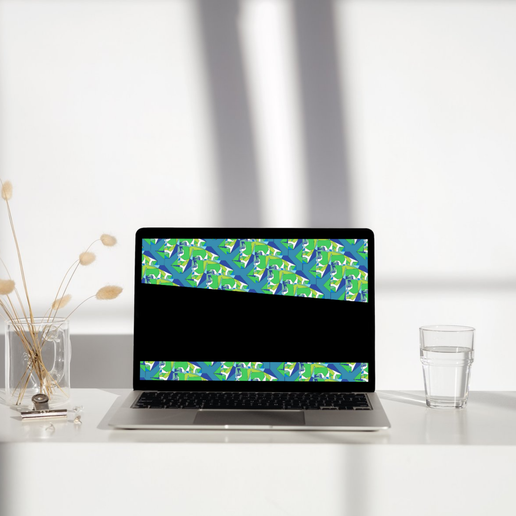 Geometric Desktop Wallpaper | Green Blue Abstract HD Background | Digital Download - Sparks & Noises