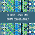 Series 1 Complete Patterns All 5 Seamless Designs | Geometric Indian Surface Design Bundle | Instant Digital Download