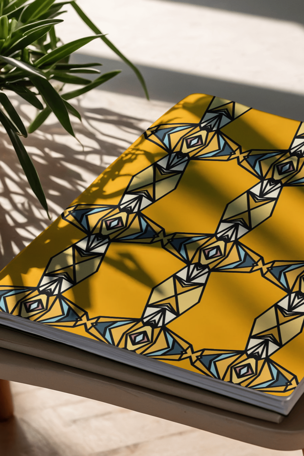 Geometric Indian Saffron Gold Seamless Pattern No.2 Series 2 | Krishna-Inspired Warm Amber Design | Instant Digital Download